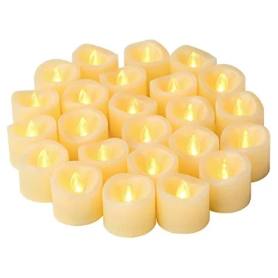 Image of LED Flameless Flickering Votive Tea Lights Candle Battery Operated Set of 24 / Electric Flicker Tealights Bulk Candles for Wedding, Party, Festival, Christmas Decorations etc (Batteries Included)