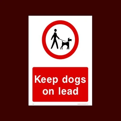 Image of Keep Dogs on Leads Plastic Sign Warning, Farm, Dogs, Agriculture, Cattle, Sheep, Bull (CA39)
