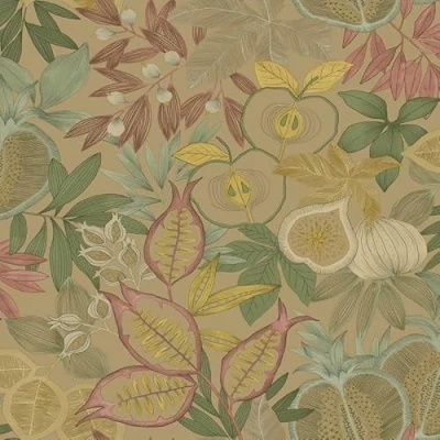 Image of SOPHIE LAURENCE Eastern Horizons Exotic Fruit Gold Metallic Wallpaper for Bedroom Decor, Tropical Garden Design Wallpaper, Wall Paper Paste, 10m Roll Interior