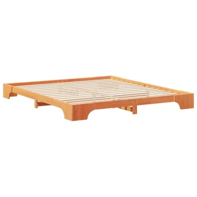 Image of Floor Bed Frame with Storage Brown 180 x 220 cm Solid pine wood Vidaxl