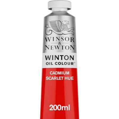 Image of Winsor &amp; Newton 1437107 Winton Oil Paint, 200ml Volume, Cadmium Scarlet Hue, (Pack of 1)