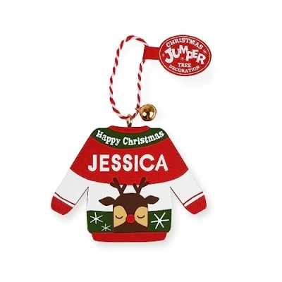 Image of History &amp; Heraldry Personalised Christmas Jumper Decorations (Jessica)