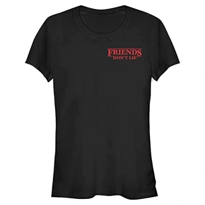 Image of Stranger Things Women&#039;s Friends Pocket Short Sleeve T Shirt, Black, S