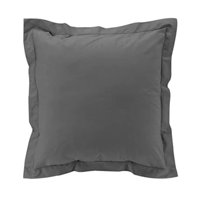Image of douceur d&#039;intérieur, Pillowcase (63 x 63 cm) Percaline Steel, Cotton Percale