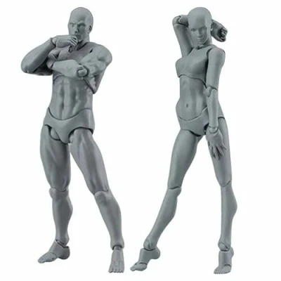 Image of ausuky Drawing Figures for Artists Action Figure Model Human Mannequin Man/Woman Kit (Grey,Woman+Man)