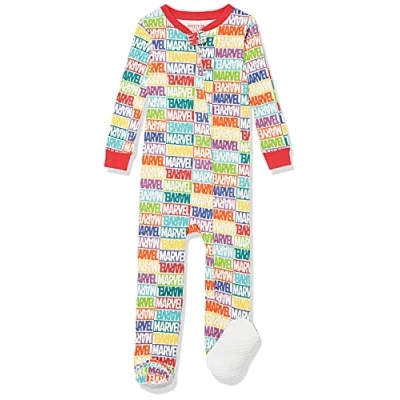 Image of Amazon Essentials Disney Marvel Star Wars Unisex Babies&#039; Snug Fit Cotton Footed Pyjamas, Holiday Bricks Sleep &amp; Play, Premature