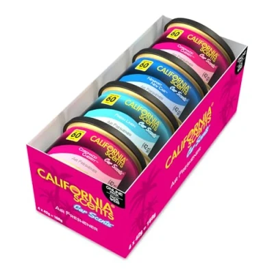 Image of California Scents, Car Air Fresheners Can, Assorted Pack of 4, Strong Adjustable Long Lasting Fragrance, Eliminates Odour