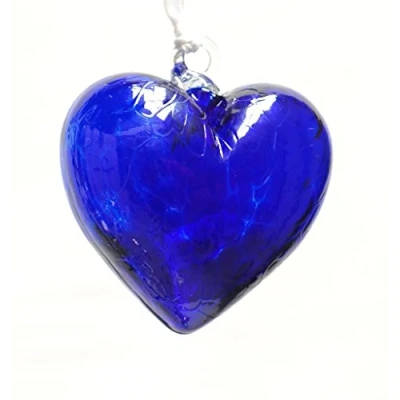 Image of Milford Collection Glass Friendship Heart Small Blue