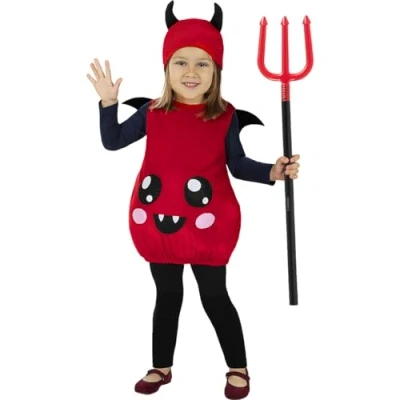 Image of Funidelia Scary Little Devil Costume for boy Demons, Devils, Halloween, Horror kids accessory fancy dress &amp; props carnival parties Size 5 6 years Red