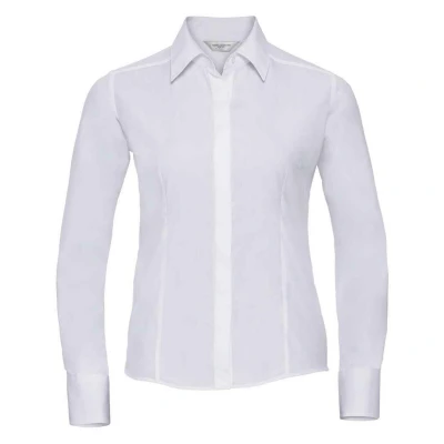 Image of Russell Athletic Collection Womens/Ladies Poplin Fitted Long Sleeved Formal Shirt (White) Size 12 UK