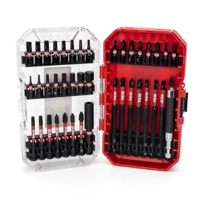 Image of TCD Shock Resistant Magnetic Tip Impact Bit Set 41 Piece, S2 Steel, 25mm, 50mm, 90mm Bits, Holder, Robust Plastic Case