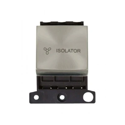 Image of Click Minigrid 10 A Ingot 3 Pole Fan Isolation Switch Module Satin Chrome 41mm X 52.5mm 22mm Md020Sc