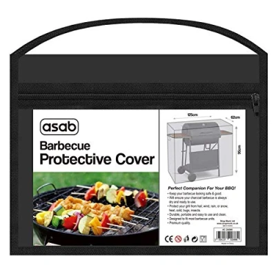 Image of ASAB Heavy Duty BBQ Cover Waterproof Durable Plastic Barbecue UV Protection Secure Windproof Dustproof and Portable Oil Drum Gas Charcoal for Outdoor Grill 125x62x95cm