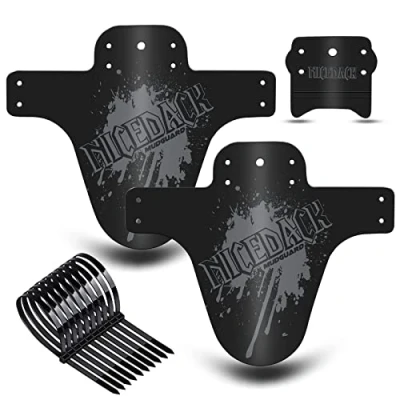 Image of NICEDACK Mud Guard, 2PCS MTB Bicycle Mudguards for 26&quot; 650B 27.5&quot; 29&quot; Mountain Bike Rear and Front Mudguard Fender (Gray Black MSPM, Matte Surface)