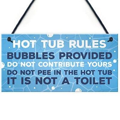 Image of RED OCEAN Hot Tub Rules Funny Signs And Plaques Accessories Garden Decor Shed Novelty Sign