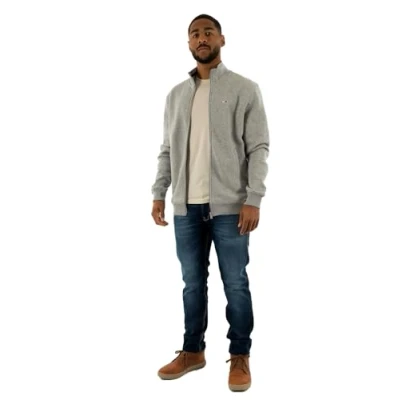 Image of Tommy Jeans Men’s Regular Fit Zipped Fleece, Grey (Grey Htr), M