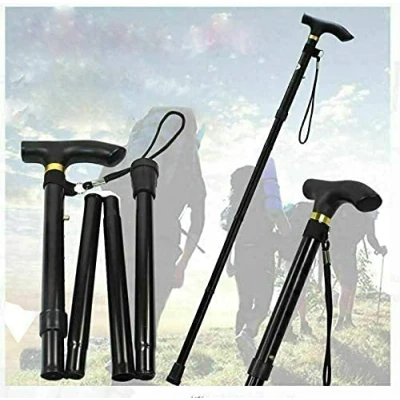 Image of Marco Paul Black Walking Stick Adjustable Folding Sticks for Women and Men Lightweight Portable Collapsible Balancing Aid Travel Cane Elderly Adults