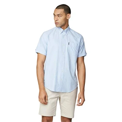 Image of Ben Sherman Men&#039;s SS Signature Oxford Shirt Casual, Blue (Sky 120), Large (Size:L)