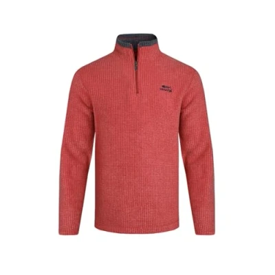 Image of Weird Fish Newark Eco 1/4 Zip Grid Fleece Barberry Red Marl Size 4XL