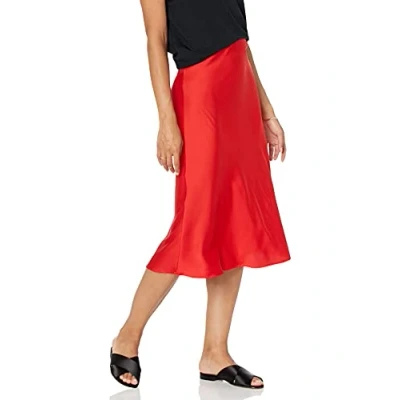 Image of The Drop Women&#039;s Maya Silky Slip Skirt, Red, 5X, Plus Size