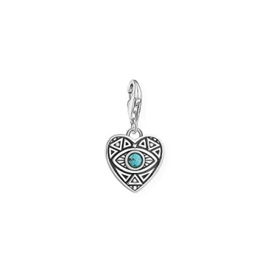 Image of Thomas Sabo Women Charm Pendant Heart Turquoise Eye Club 925 Sterling Silver 1780 646 17