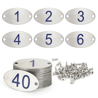 Image of NanTun 304 Stainless Steel Engraved Oval Table Blue Numbers (1 10) Pubs Restaurants Clubs 1 to 10