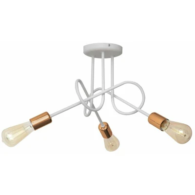 Image of Oxford Multi Arm Semi Flush Ceiling Light White, Copper 50cm