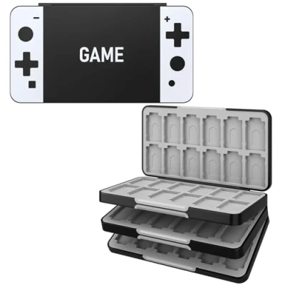 Image of MoKo 72 Game Card case Compatible with Nintendo Switch OLED 2021/Switch/Switch Lite, Games Holder for &amp; SD Card, Slim Portable Storage Box, BkWhtG