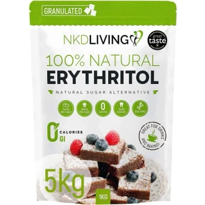 Image of NKD Living 100% Natural Erythritol 5 Kg Zero Calories Sugar Replacement (2 x 2kg Bag + 1 1kg Bag)