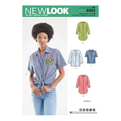 Image of New Look Pattern 6561 Women&#039;s Shirts in Three Lengths, White