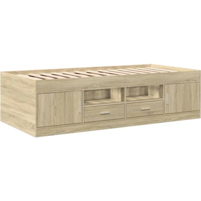 Image of vidaXL Daybed with Drawers without Mattress Sonoma Oak 90x200 cm