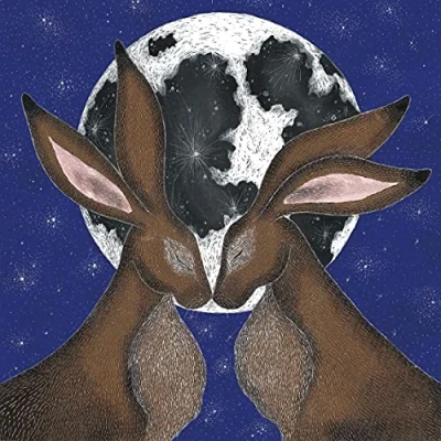 Image of Moon Hares by Catherine Rowe Blank Greeting Card with Envelope