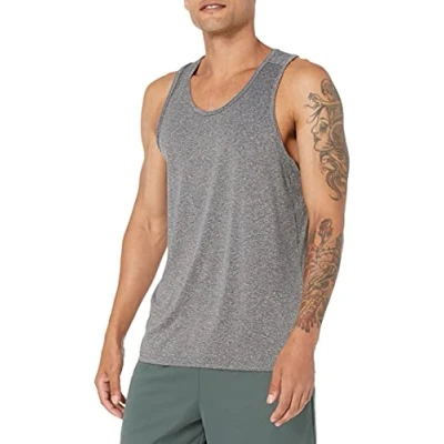 Image of Amazon Essentials Men&#039;s Tech Stretch Tank Top, Black Heather, S