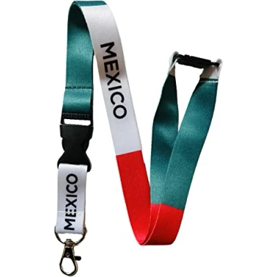 Image of PAC Supplies Global Mexico Flag Lanyard With Safety Breakaway &amp; Detachable Buckle Clip