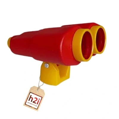 Image of h2i Binoculars for Play Tower &amp; Playhouse, Weatherproof, 1x Magnification, Yellow/Red