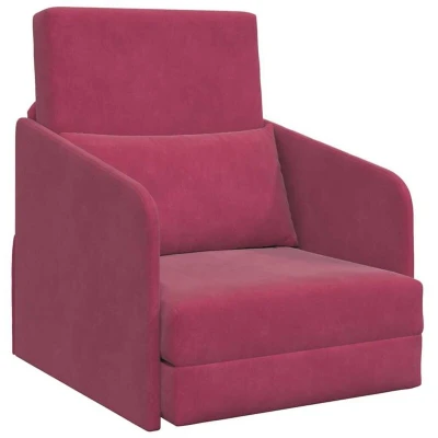 Image of vidaXL Floor Sofa Bed 2 in 1 Wine Red 65x80x83 cm Velvet