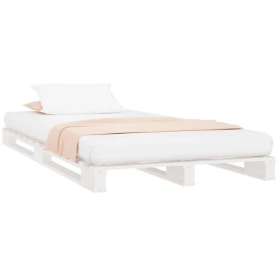 Image of vidaXL Pallet Bed without Mattress White Single Solid Wood