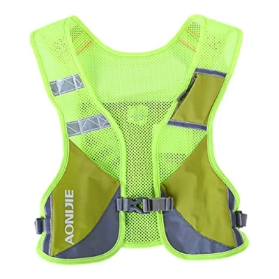 Image of Reflective Hydration Pack Backpack Running Vest Marathon Runner Rucksack Cycling for Men &amp; Women (Green)