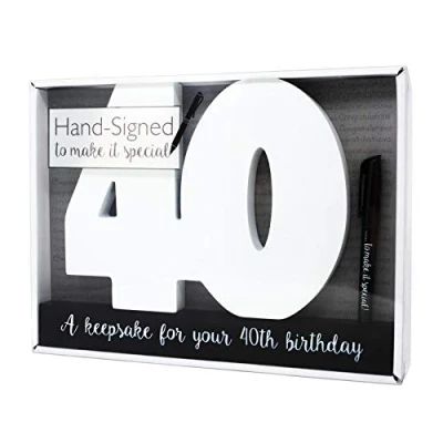 Image of Royal County Products Ltd Happy 40th Birthday Wooden Freestanding Signature Number Keepsake
