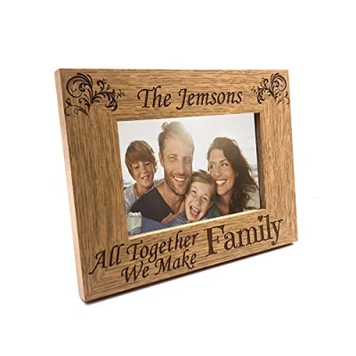 Image of ukgiftstoreonline Personalised Family Wooden Photo Frame Gift (4 x 6 Inch)