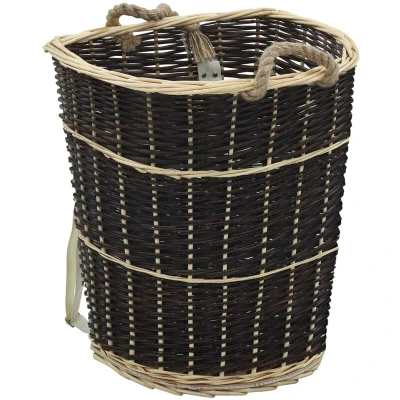 Image of &#039;vidaXL Natural Willow Firewood Backpack with Carrying Belts Rustic Charm Log Holder/Basket, Versatile Use for Laundry or Vegetable Storage, Brown&#039;
