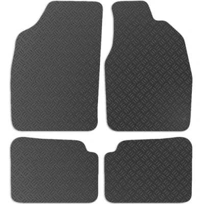 Image of Carsio Rubber Car Mats For Fiat Panda 2004 2006 Tailored Fit Floor Mat Set Complete Accessory Black Custom Fitted Anti Slip Backing, Heavy Duty &amp; Waterproof