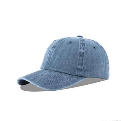 Image of LANGZHEN Unisex Baseball Cap 100% Cotton Fits Men Women Washed Denim Adjustable Dad Hat(Denim Blue)