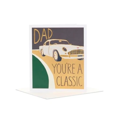 Image of UK Greetings Birthday Card for Dad Gold Foil Car Design From The Camden Collection