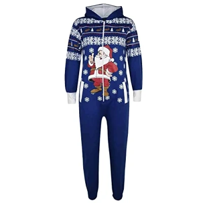 Image of A2Z 4 Kids Girls Boys Novelty Christmas Santa Print Xmas Onesie Royal 13