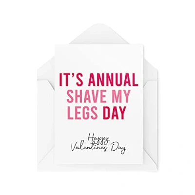 Image of Funny Valentine&#039;s Cards, Card for Him Her Women Men, Annual Shave My Legs Day, Joke Banter Comedy Wife Husband Boyfriend CBH433