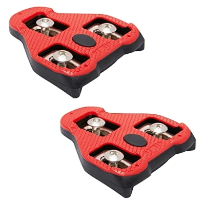 Image of FOTGROY Bike Cleats Compatible with Peloton Look ARC Delta Indoor Cycling &amp; Road Bicycle Cleat Set Fully Pedals and Clips (9 Degree Float) Black Red Hexagon