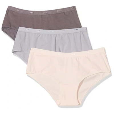 Image of DIM Women&#039;s Les Pockets Ecodim Cotton with Extra Flat Finishes x3 Boxer, Taupe/Pink/Grey, M