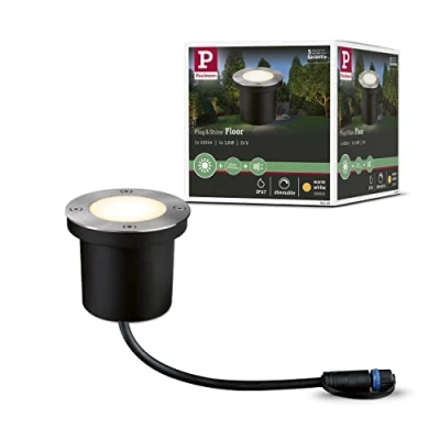 Image of Paulmann 94228 Plug &amp; Shine LED exterior luminaire recessed floor round incl. 1x3.6 watt IP65 dimmable outdoors stainless steel garden metal, plastic light 3000 K