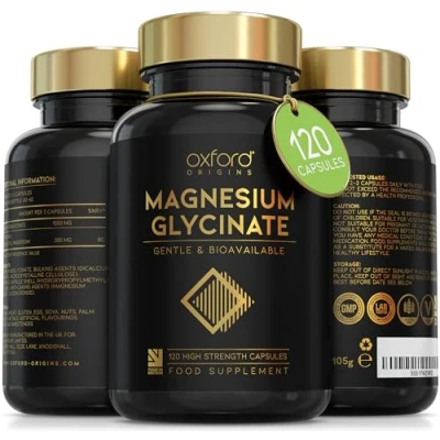 Image of Advanced Magnesium Glycinate 1500mg High Strength 120 Capsules Bioavailable Supplements for women and men Chelated Bisglycinate Complex Providing 300mg Elemental Made in UK